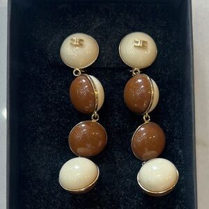 Chic Gold and Brown Dangle Earrings